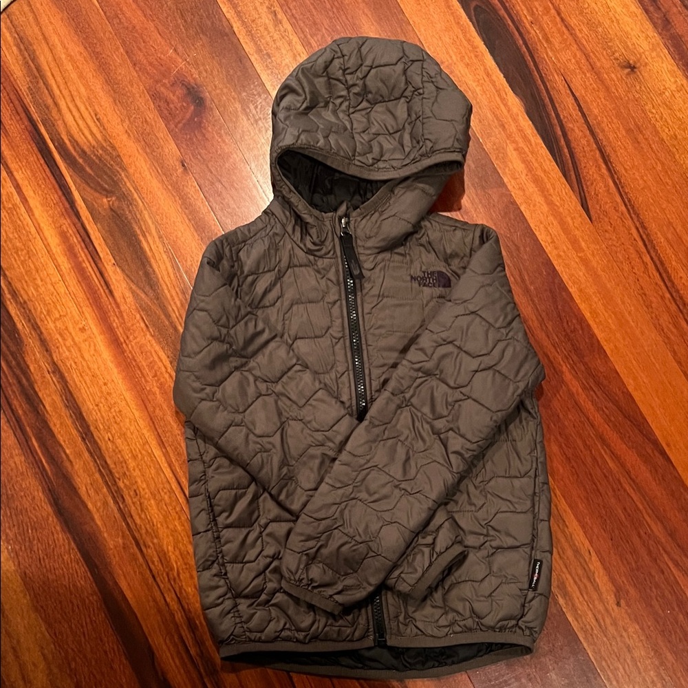 The North Face Kids Hooded Quilted Puffer Jacket - Olive Green